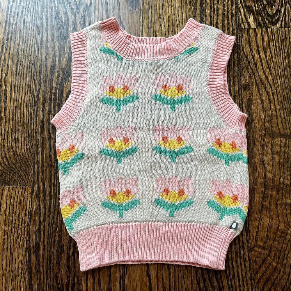 Oeuf Knit Flower Vest (2-3Y)